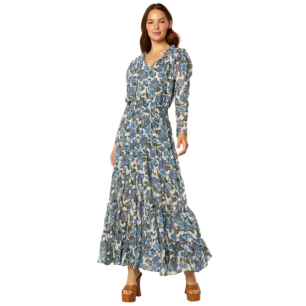 Misa Los Angeles Blue Floral Maxi Dress